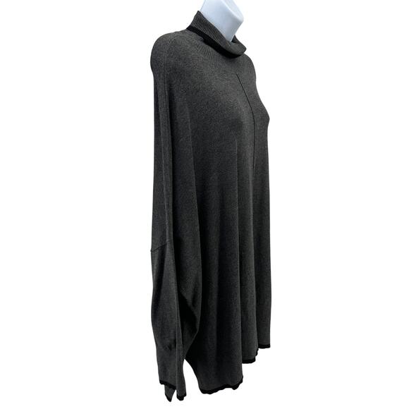 Adrianna Papell Tipped Turtleneck Sweater XL Heather Gray Black Trim Super Soft - Picture 3 of 9
